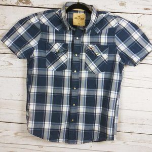 HOLLISTER CO Western Styling Men's Blue Plaid